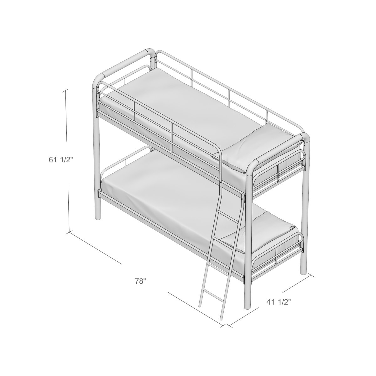 Harriet Bee Daury Twin Over Twin Metal Standard Bunk Bed by Harriet Bee